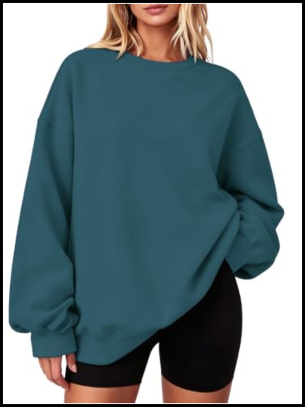 Oversized Crewneck Sweatshirt Cotton Blend Fleece Lined Pullover